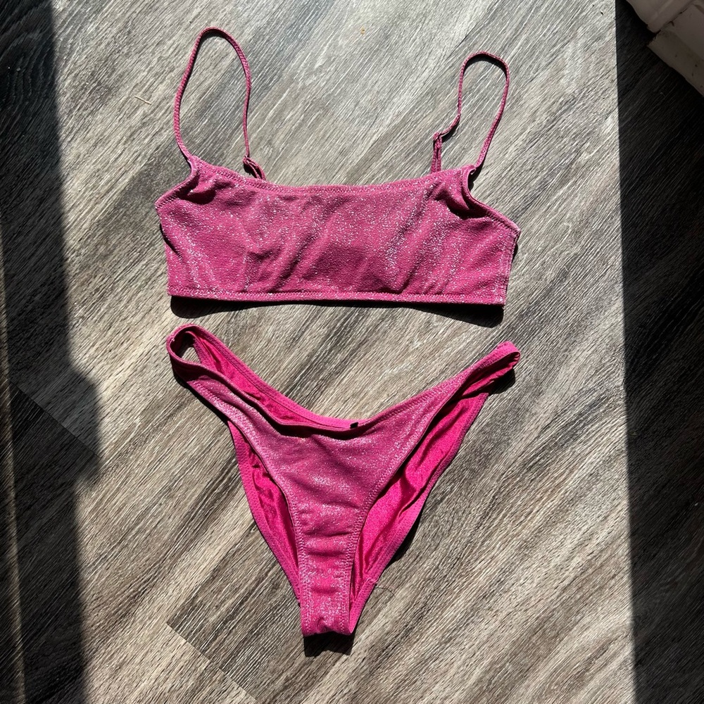Sparkle Pink Women's Bikini Set - Sleek Two-Piece Swimwear triangl small medium